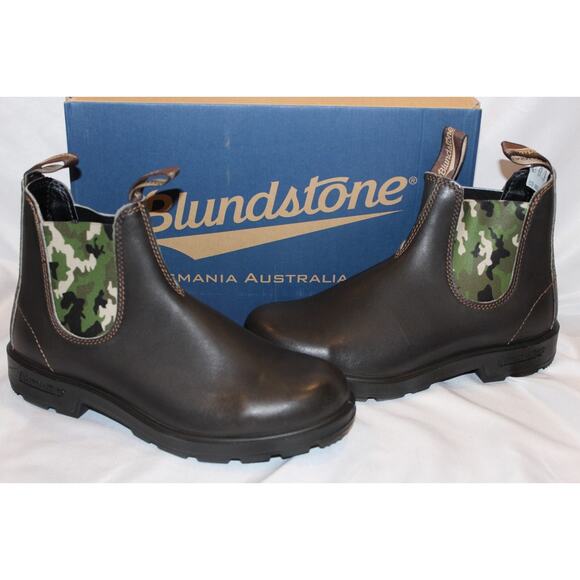 Blundstone 2301 Men's Low Heel Chelsea Boots US 10.5 BROWN GREEN CAMO NIB - Picture 1 of 6